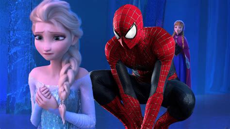 elsa and spiderman